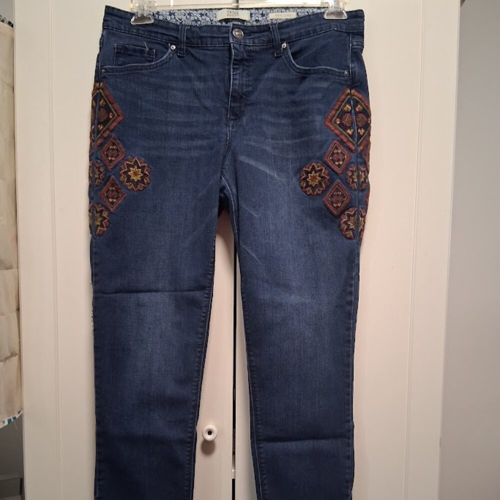 Vintage America Blues Aztec Embroidered Bestie Jeans Sz 10/30